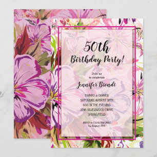 Invitation Chic Floral Aquarelle fête d'anniversaire