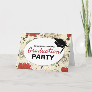 Invitation Chic Floral Casquette, Photo Graduation Party Invi