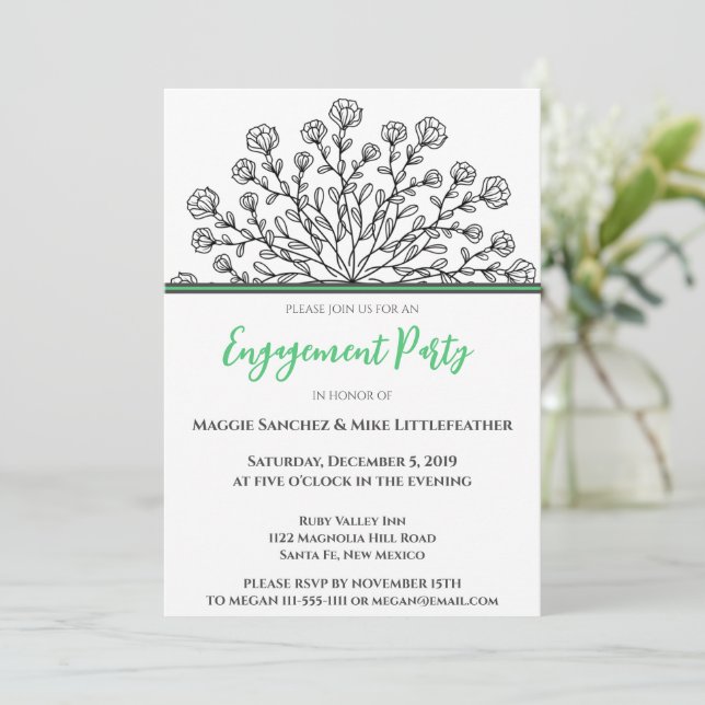 Invitation Chic Floral Mandala (Debout devant)