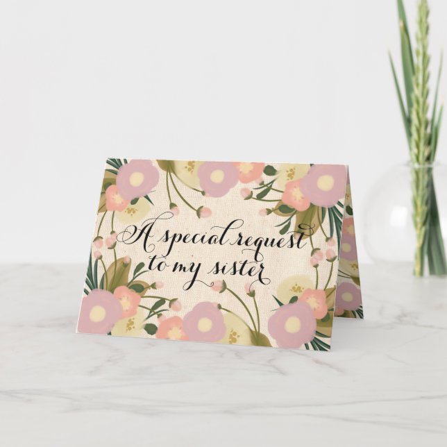 Invitation Chic Floral Soeur Vous Serez Ma Fille D'Honneur (Devant)