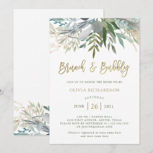 Invitation Chic Foliage   Brunch et bulle