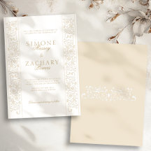 Chic Formal Ecru Scrollwork Border Wedding