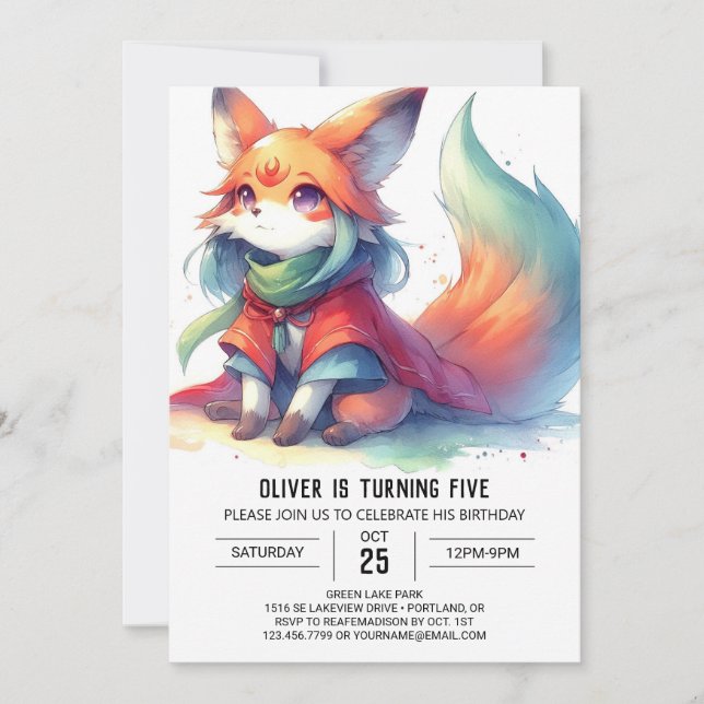 Invitation Chic Fun Fox Anniversaire (Devant)