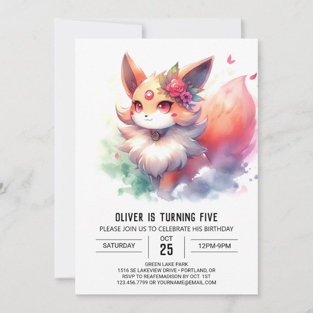 Invitation Chic Fun Fox Anniversaire (Devant)