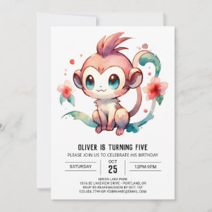 Invitation Chic Fun Monkey Anniversaire