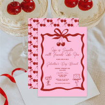 Chic Galentine's Day Bow rose et cerise rouge
