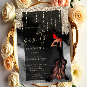 Invitation Chic Girl Parties scintillant 60e anniversaire