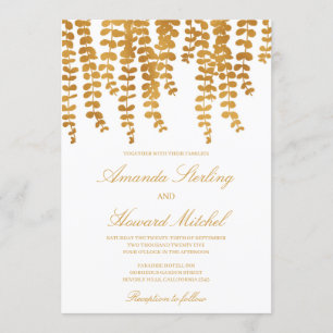 Invitation Chic glam feuille or chute lierre feuille mariage