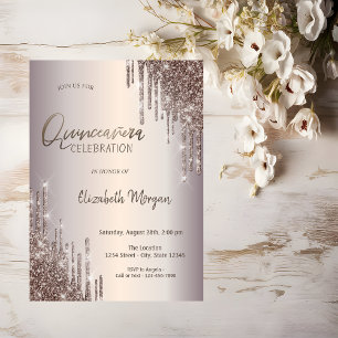 Invitation Chic Glitter Drips Quinceañera