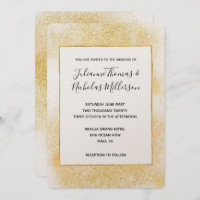 Chic Glitzy Gold Wedding Invite
