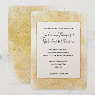 Invitation Chic Glitzy Gold Wedding Invite