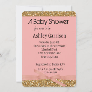 Invitation Chic Gold Faux Parties scintillant Rose rose