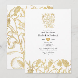 Invitation Chic Gold Floral Couples Douche