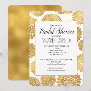 Invitation Chic Gold Flowers douche nuptiale