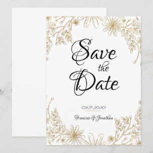 Invitation Chic Gold Foil Floral Sauvez La Date