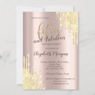 Invitation Chic Gold Glitter Drips Rose Gold 50e Anniversaire