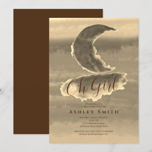 Invitation Chic Golden Crescent Baby Girl Douche