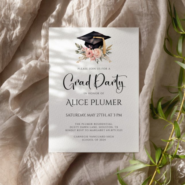 Invitation Chic Grad Casquette fête de graduation (Créateur téléchargé)
