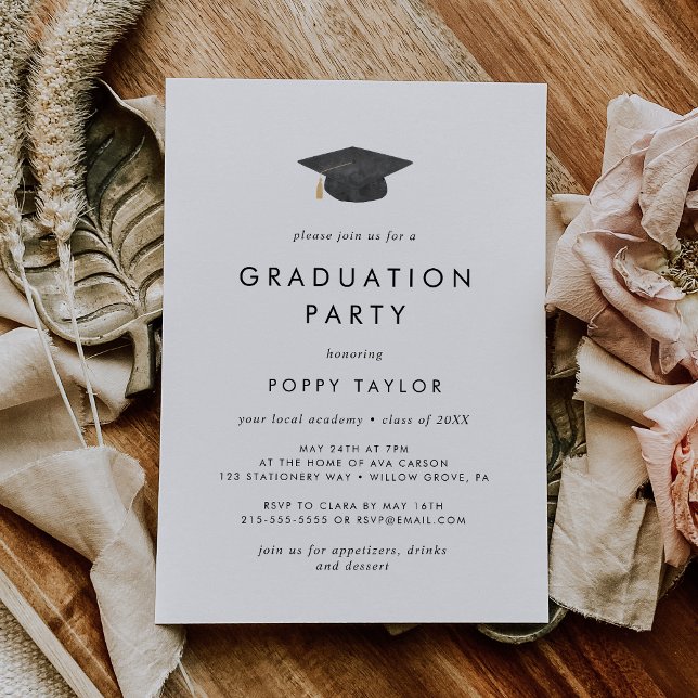 Invitation Chic Grad Casquette fête de graduation (Créateur téléchargé)