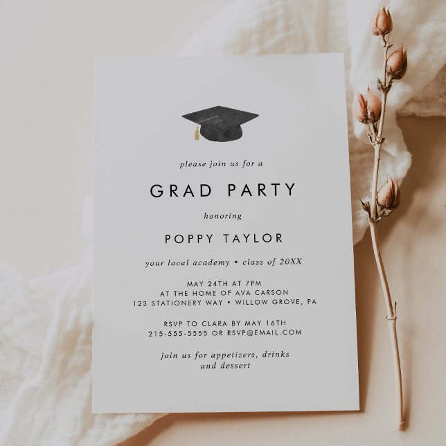 Invitation Chic Graduation Cap Grad Party (Créateur téléchargé)