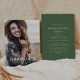 Invitation Chic Green Photo Graduation Party
