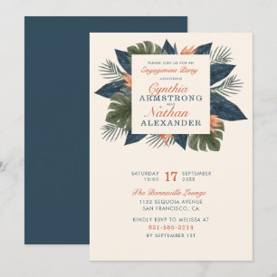 Invitation Chic Green Tropical Feuilles Parti d'engagement un