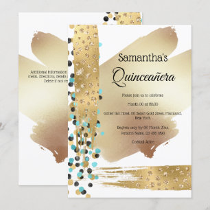 Invitation Chic guépard abstrait bleu or moderne