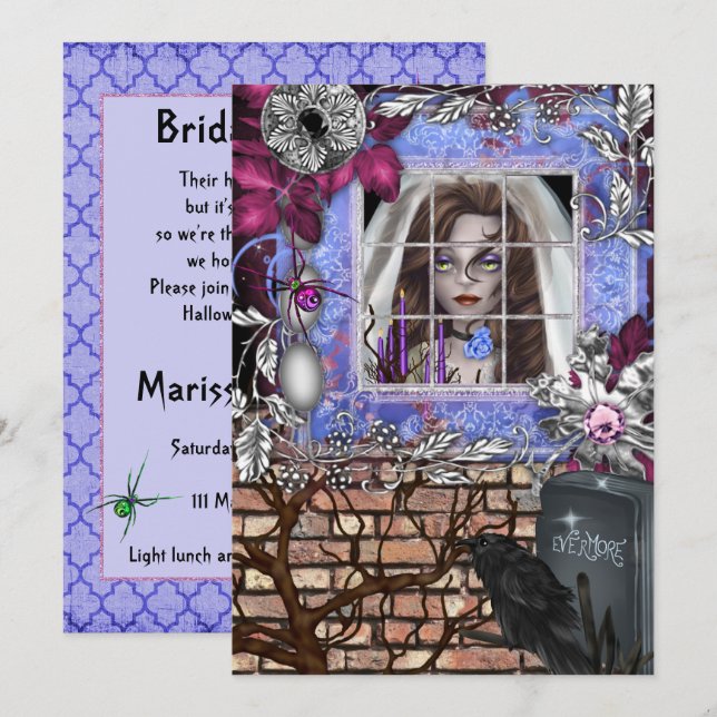 Invitation Chic Halloween Bridal Shower (Devant / Derrière)