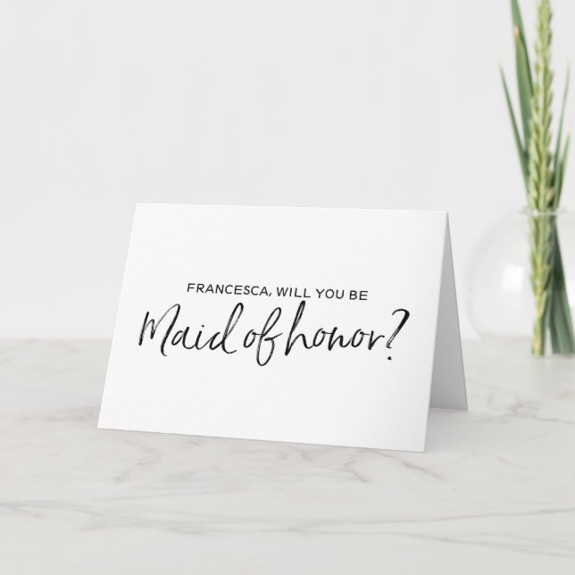 Invitation Chic Hand lettered Serez-vous ma servante d'honneu (Devant)