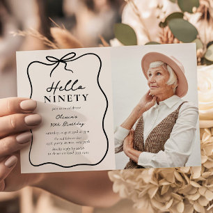 Invitation Chic Hello Ninety' Photo Fête d'anniversaire des 9