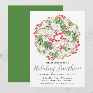 Invitation Chic hiver Aquarelle Wreath Déjeuner