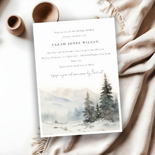 Invitation Chic hiver Fête des mariées paysage de la montagne