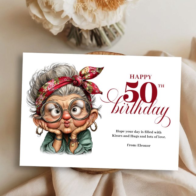 Invitation Chic humorous 50th woman card happy birthday (Chic humorous 50th woman card happy birthday)