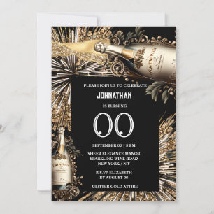 Invitation Chic jalon anniversaire feu d'artifice de vin mous