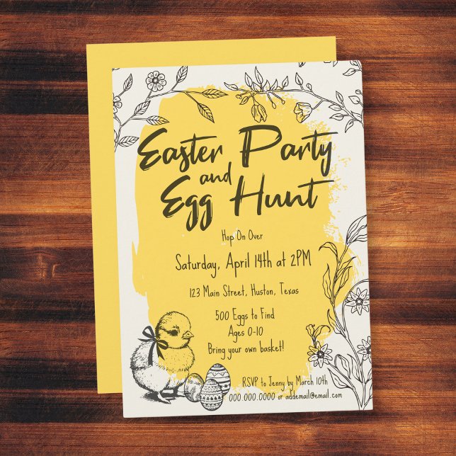 Invitation Chic Jaune fête de Pâques et chasse aux oeufs (Chic Yellow Easter Party & Egg Hunt Invitation
)