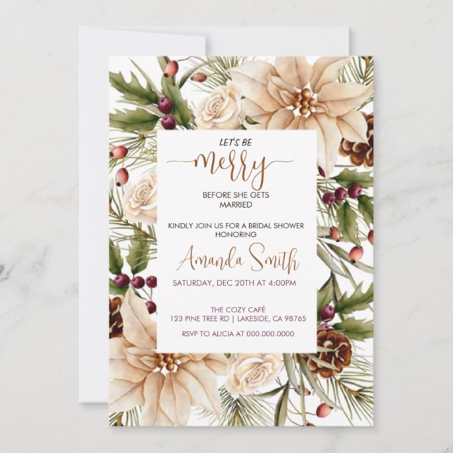 Invitation Chic Joyeux Noël nuptiale douche (Devant)
