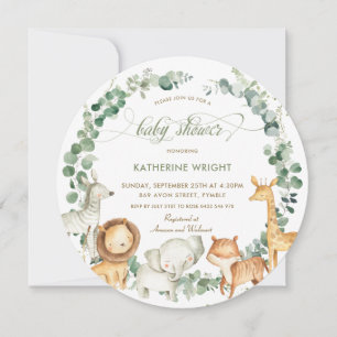 Invitation Chic Jungle Animaux Verdure Baby shower neutre