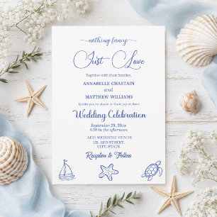 Invitation Chic, juste amour, mariage de la vie marine dessin