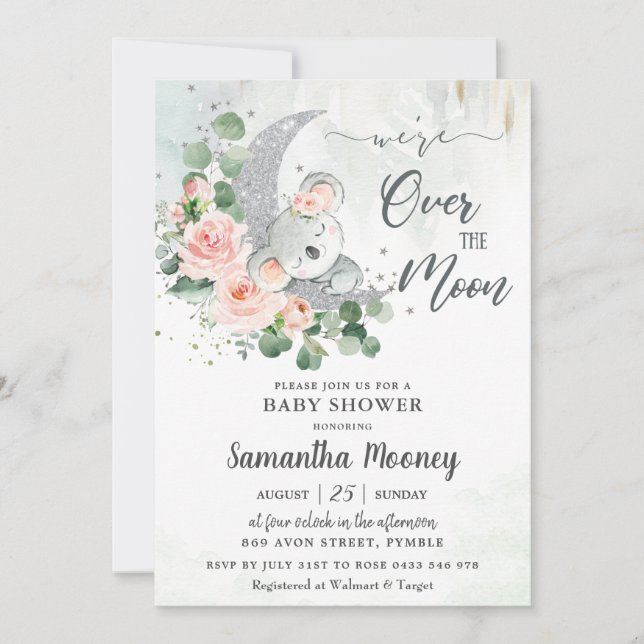 Invitation Chic Koala Nous sommes au-dessus du Baby shower de (Devant)