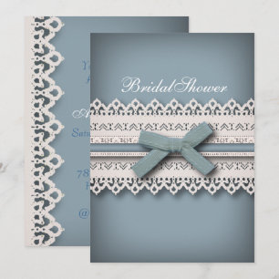 Invitation Chic Lace Cute Bow quelque chose de bleu nuptiale 