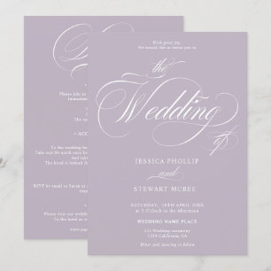 Invitation Chic lavande tout en un mariage de calligraphie