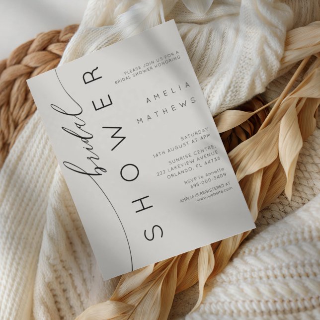 Invitation Chic Light Grey & Elegant Tyography Bridal Shower (Créateur téléchargé)