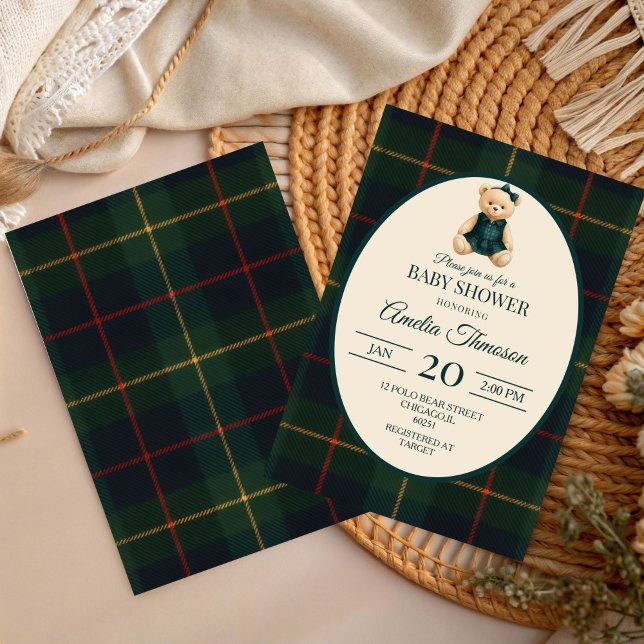 Invitation Chic Luxury Teddy Bear Baby Shower (Créateur téléchargé)