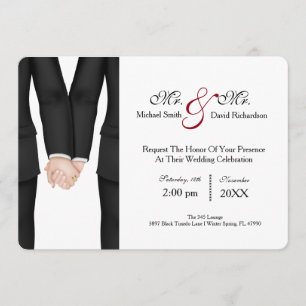 Invitation Chic M. Et M. Tuxedo Couple Mariage Célébration