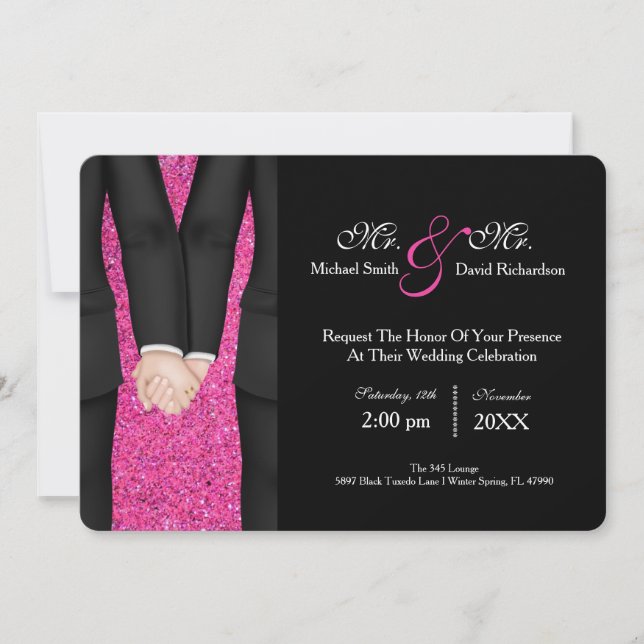 Invitation Chic M. Et M. Tuxedo Couple Mariage Célébration (Devant)