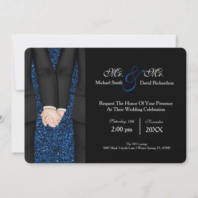 Invitation Chic M. Et M. Tuxedo Couple Mariage Célébration (Devant)