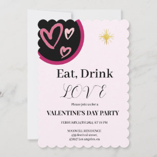 Invitation Chic Manger, Boire et Aimer Saint Valentin