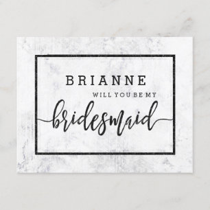 Invitation Chic Marbre Blanc & Gris Serez-Vous Ma Servante D'