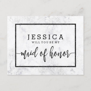 Invitation Chic Marbre blanc Will You Be My Maid of Honor