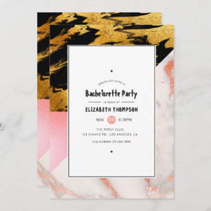 Invitation Chic Marbre et Foil Geometry Bachelorette Party